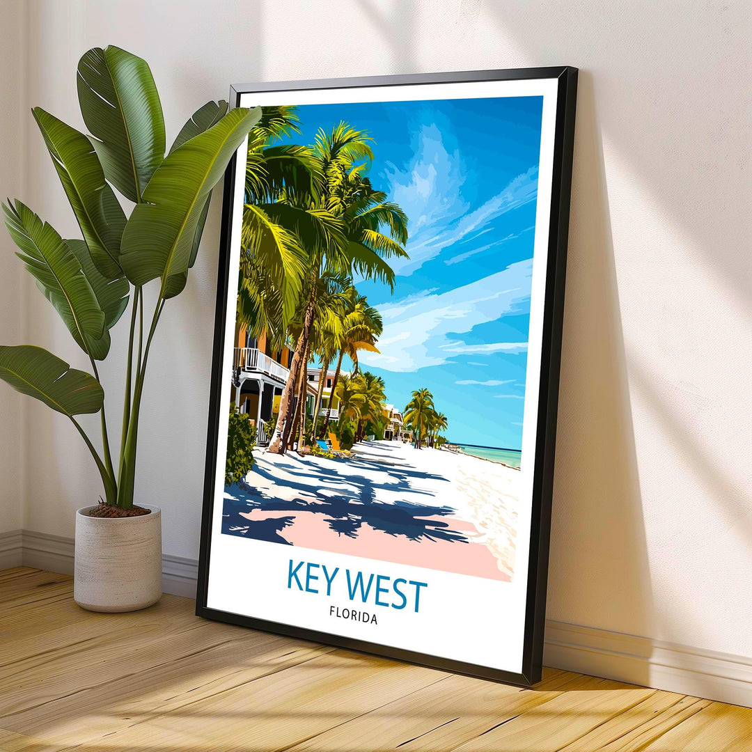 Key West Florida Travel Print Wall Decor Wall Art Key West Landscape Wall Hanging Home Décor Tropical Paradise Gift Art Lovers Coastal Print