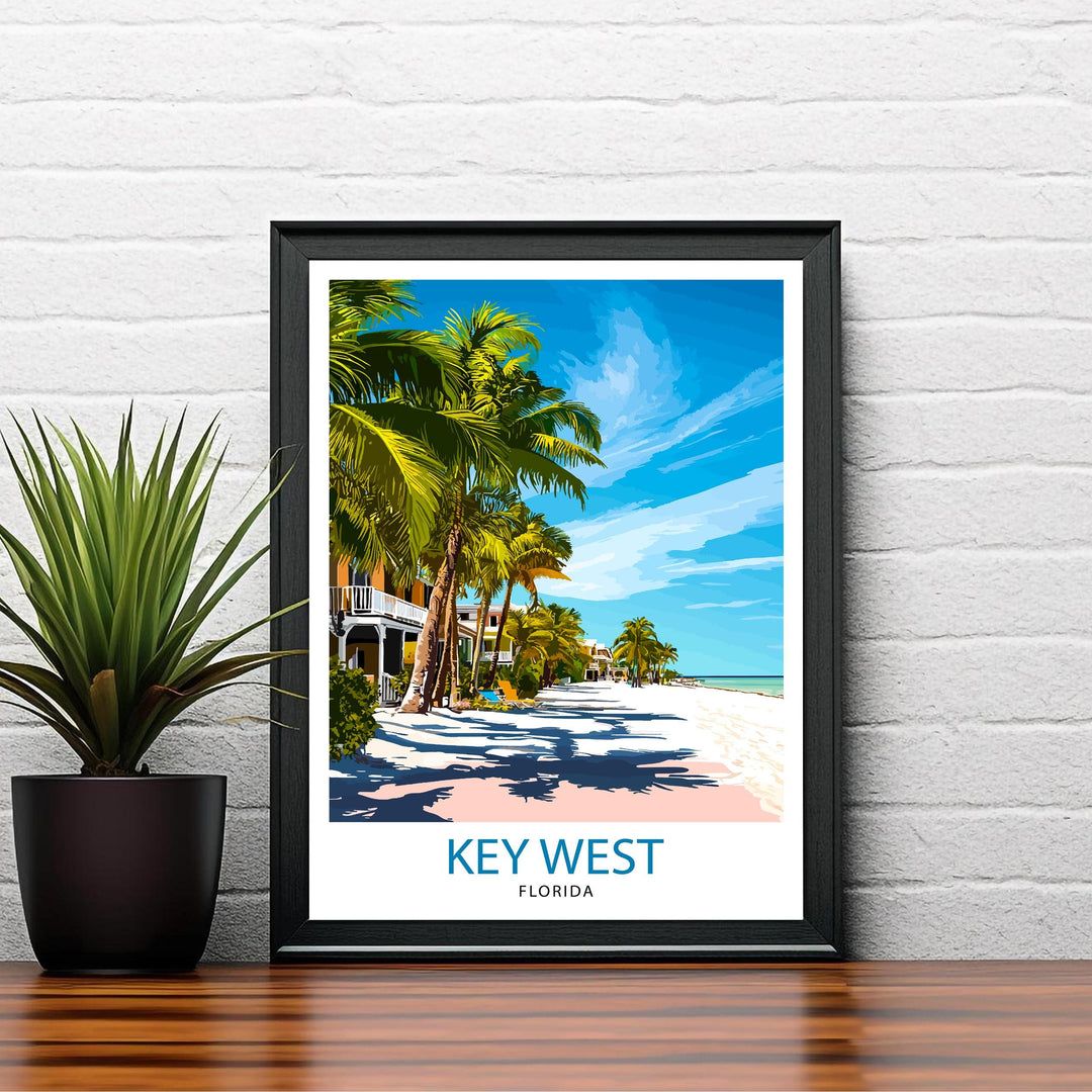 Key West Florida Travel Print Wall Decor Wall Art Key West Landscape Wall Hanging Home Décor Tropical Paradise Gift Art Lovers Coastal Print