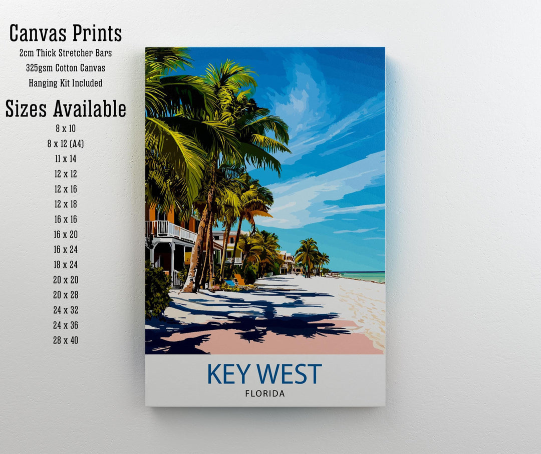 Key West Florida Travel Print Wall Decor Wall Art Key West Landscape Wall Hanging Home Décor Tropical Paradise Gift Art Lovers Coastal Print