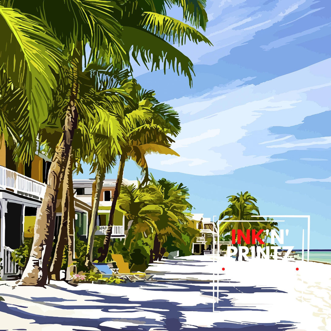 Key West Florida Travel Print Wall Decor Wall Art Key West Landscape Wall Hanging Home Décor Tropical Paradise Gift Art Lovers Coastal Print