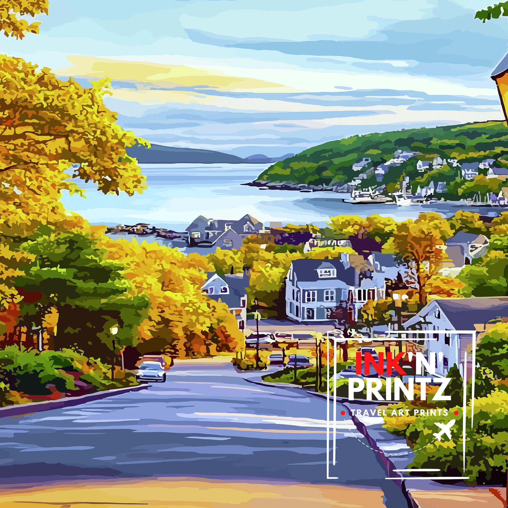 Bar Harbor Maine Travel Print Wall Decor Wall Art Bar Harbor Landscape Wall Hanging Home Décor Acadia National Park Gift Art Lovers Coastal