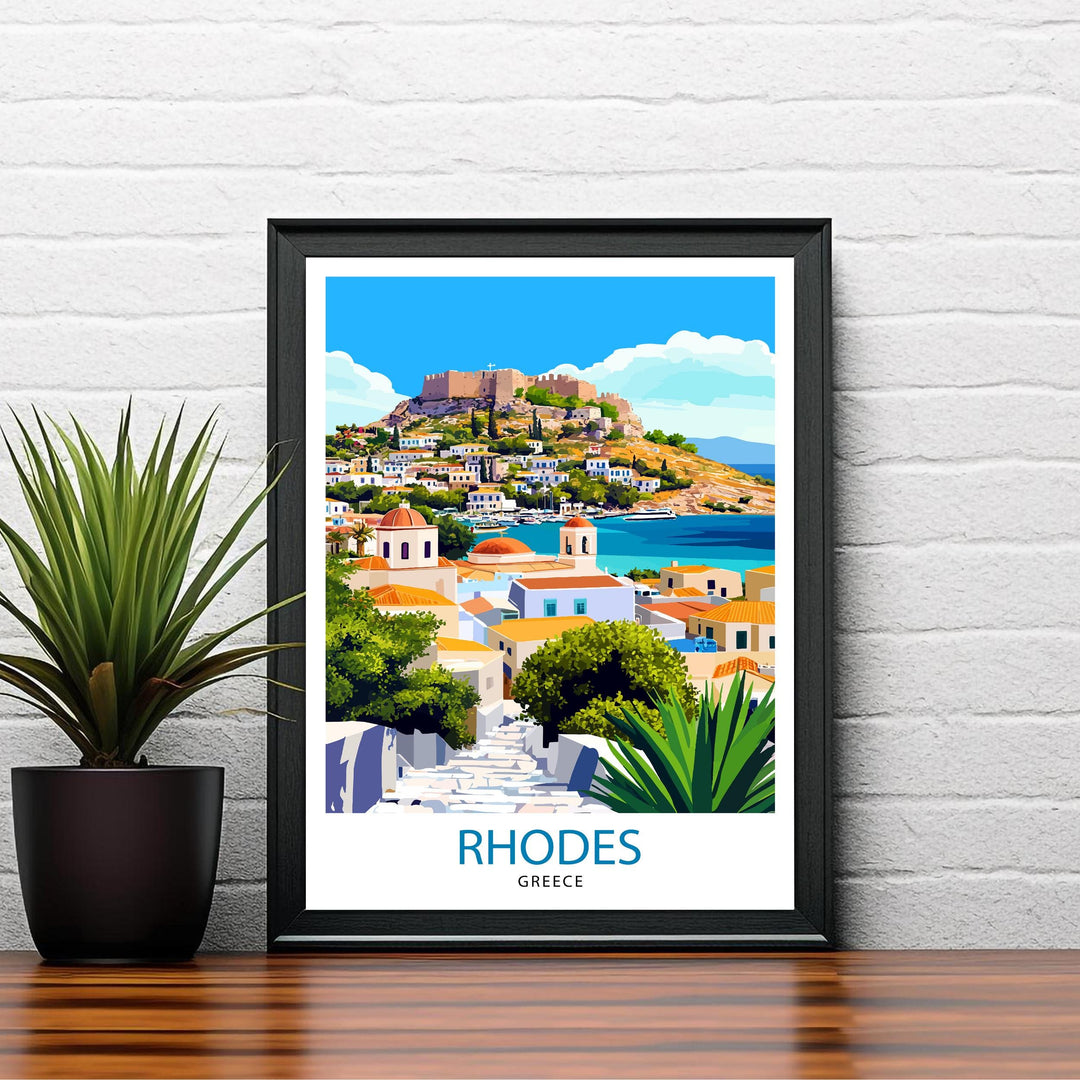 Rhodes Greece Travel Poster