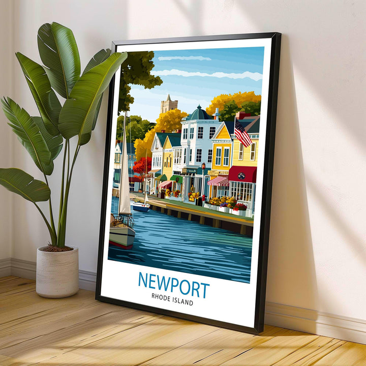 Newport Rhode Island Travel Print Wall Decor Wall Art Newport Landscape Wall Hanging Home Décor Coastal Gift Art Lovers Historic Print