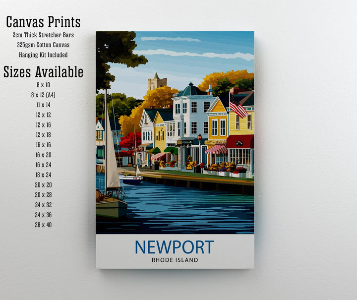 Newport Rhode Island Travel Print Wall Decor Wall Art Newport Landscape Wall Hanging Home Décor Coastal Gift Art Lovers Historic Print