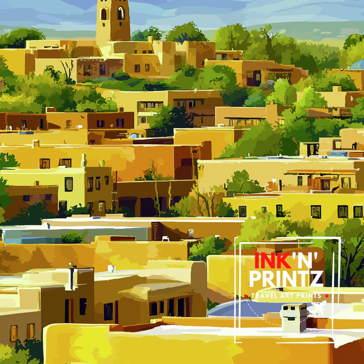 Santa Fe New Mexico Travel Print Wall Decor Wall Art Santa Fe Landscape Wall Hanging Home Décor Southwestern Gift Art Lovers Cultural