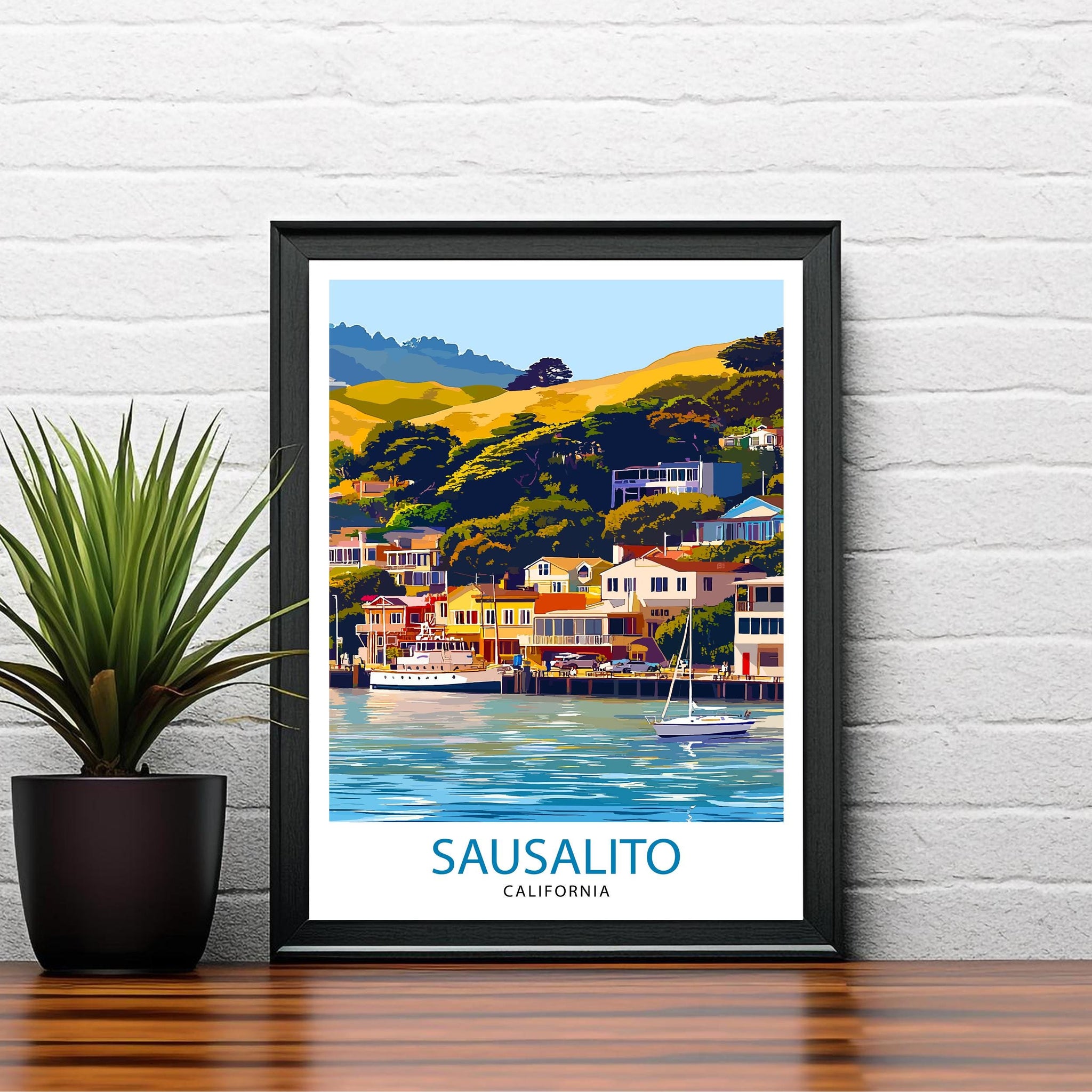 Sausalito California Travel Print Wall Decor Wall Art Sausalito Landscape Wall Hanging Home Décor Coastal Gift Art Lovers Scenic Print