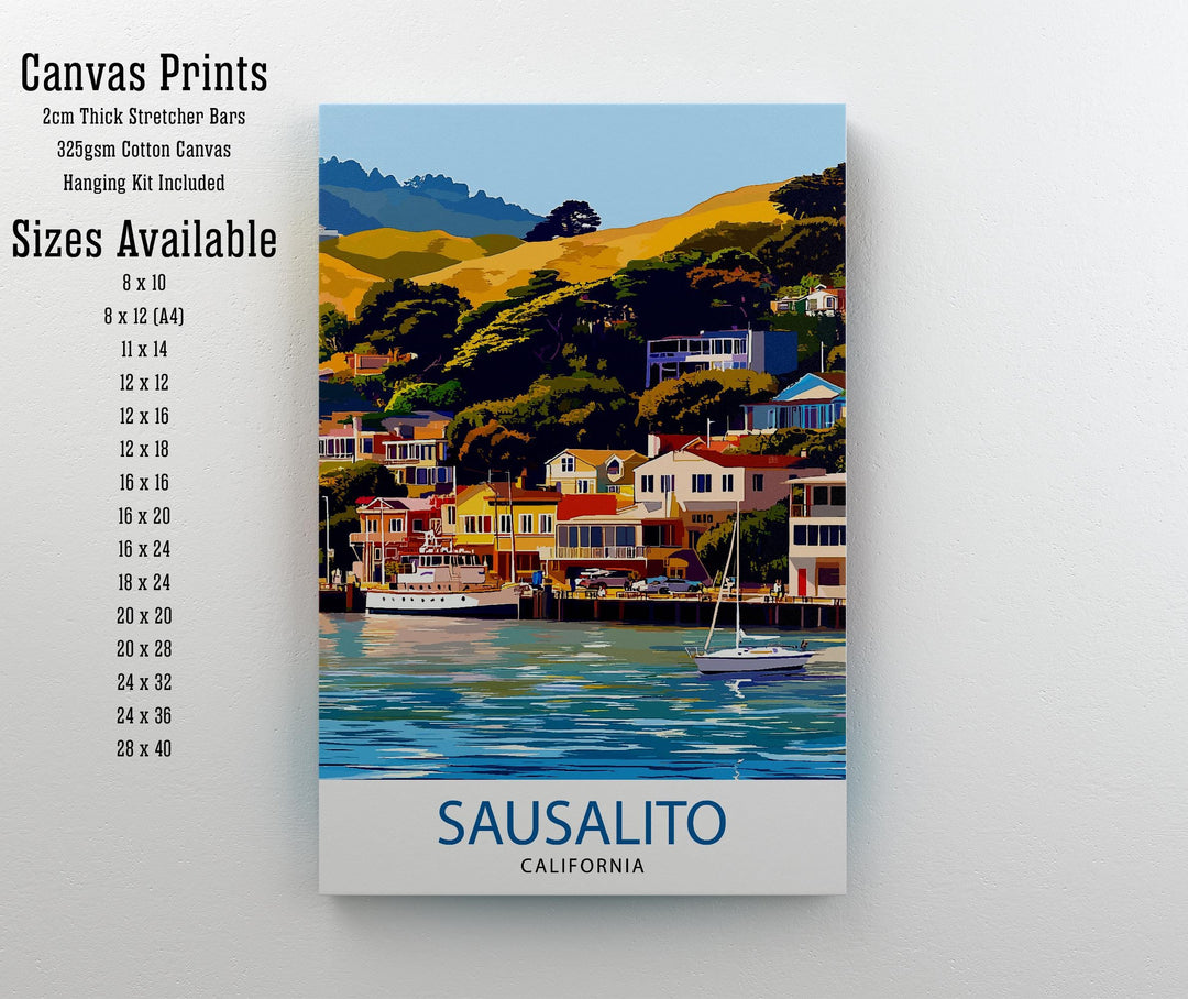 Sausalito California Travel Print Wall Decor Wall Art Sausalito Landscape Wall Hanging Home Décor Coastal Gift Art Lovers Scenic Print