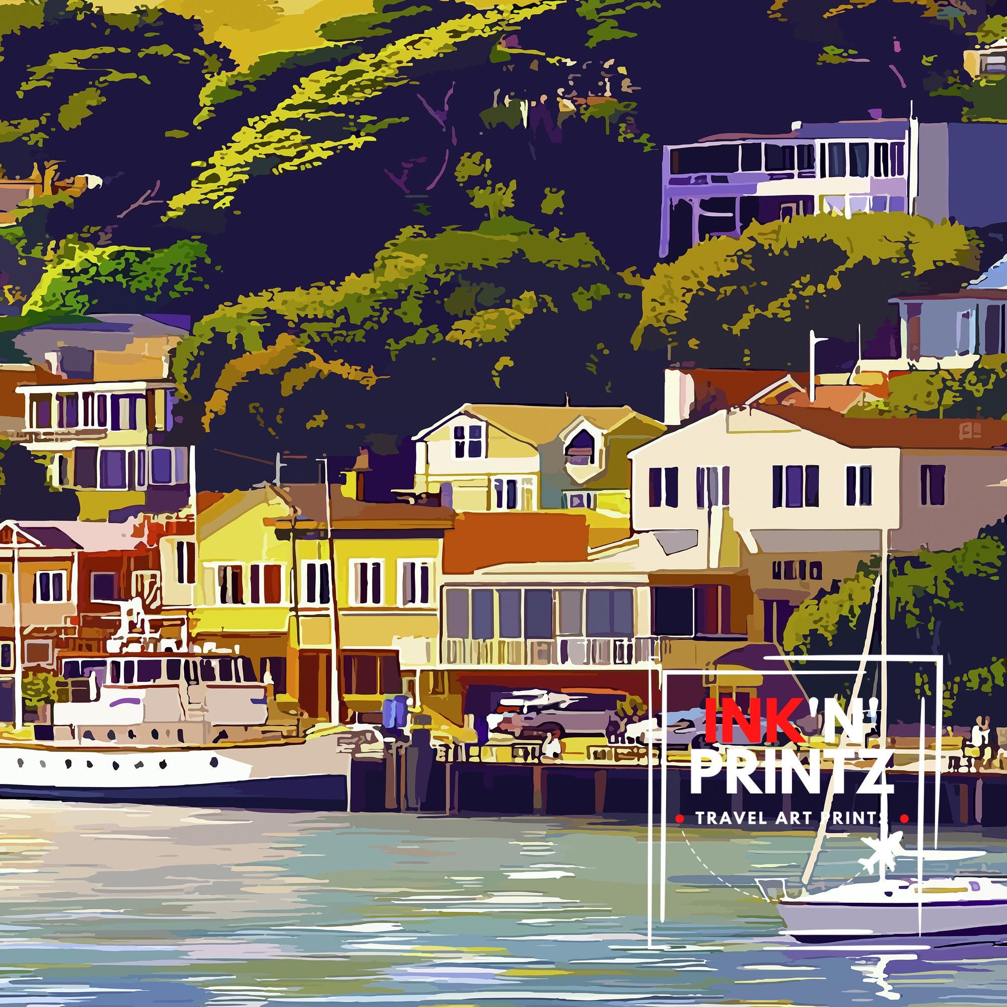 Sausalito California Travel Print Wall Decor Wall Art Sausalito Landscape Wall Hanging Home Décor Coastal Gift Art Lovers Scenic Print