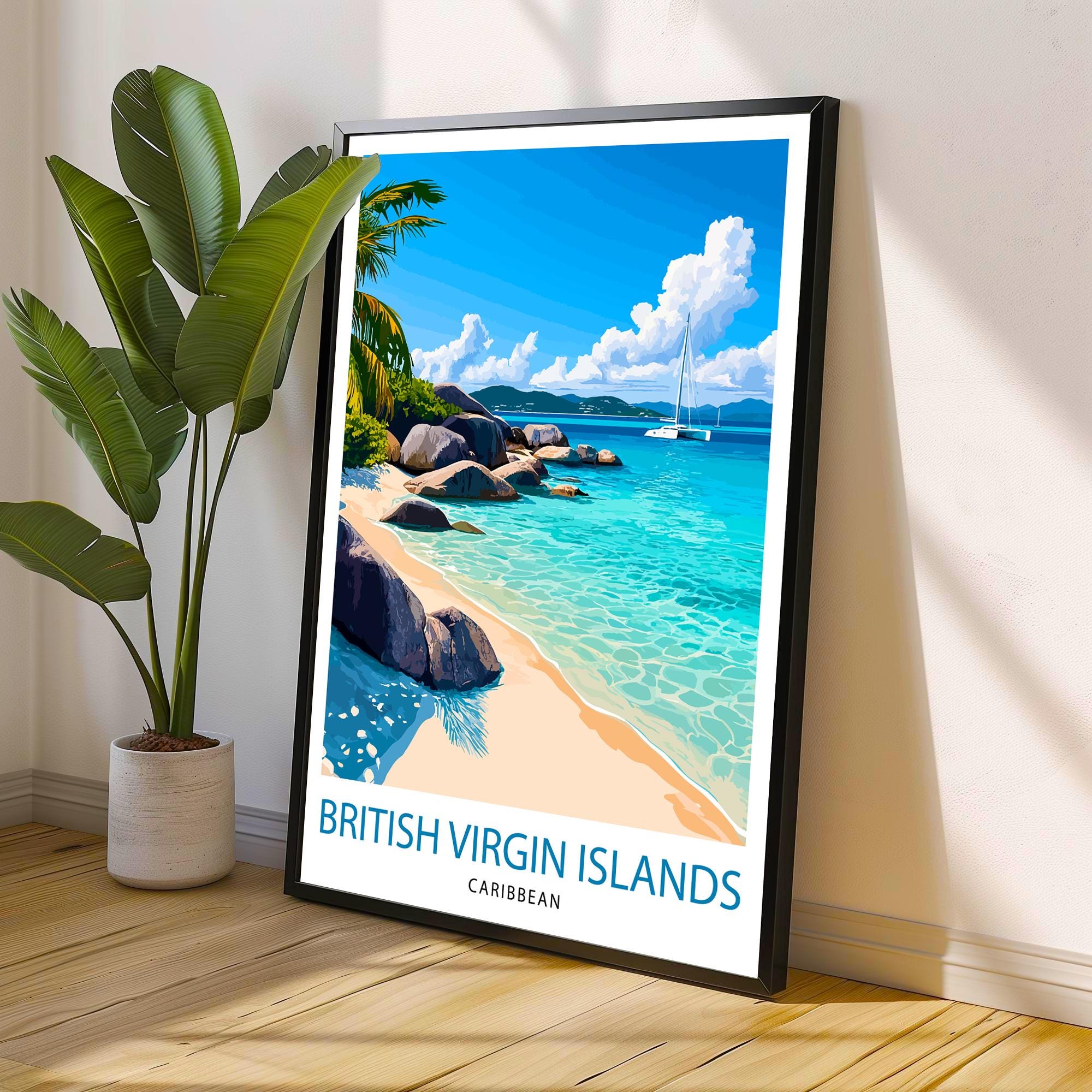 British Virgin Islands Travel Print Wall Decor Wall Art BVI Tropical Landscape Wall Hanging Home Décor Caribbean Gift Art Lovers Beach Art