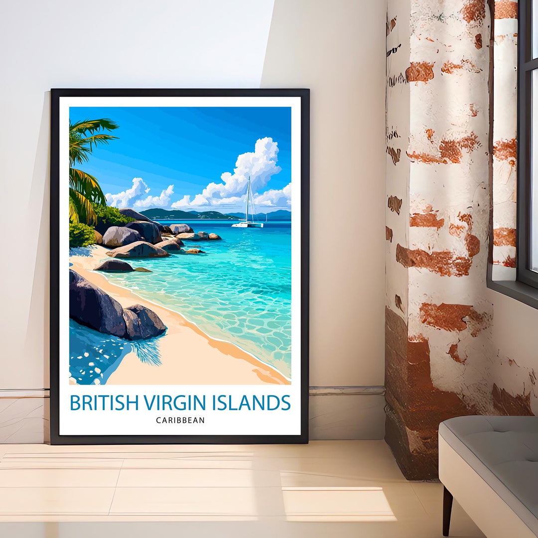 British Virgin Islands Travel Print Wall Decor Wall Art BVI Tropical Landscape Wall Hanging Home Décor Caribbean Gift Art Lovers Beach Art