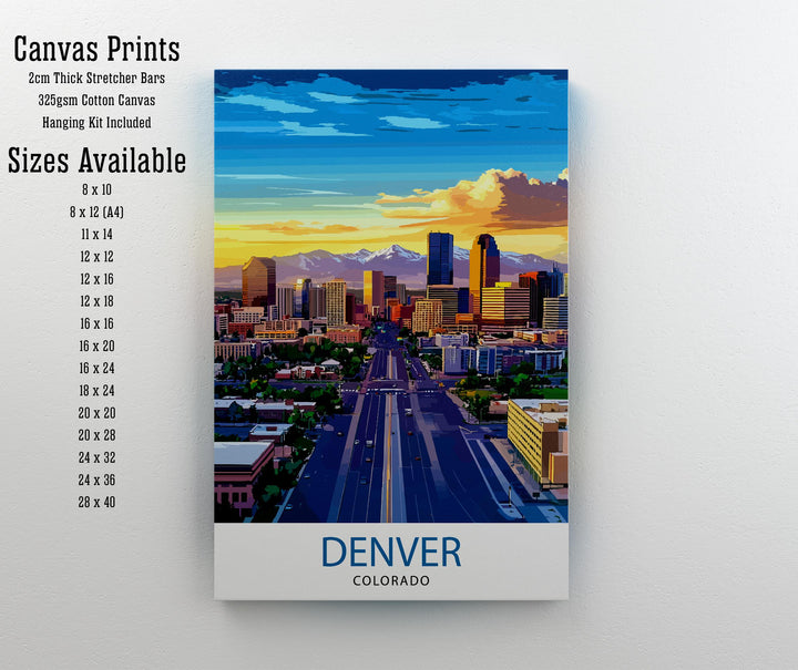 Denver Colorado Travel Print Wall Decor Wall Art Denver Skyline Wall Hanging Home Décor Mile High City Gift Art Lovers Urban Landscape Art