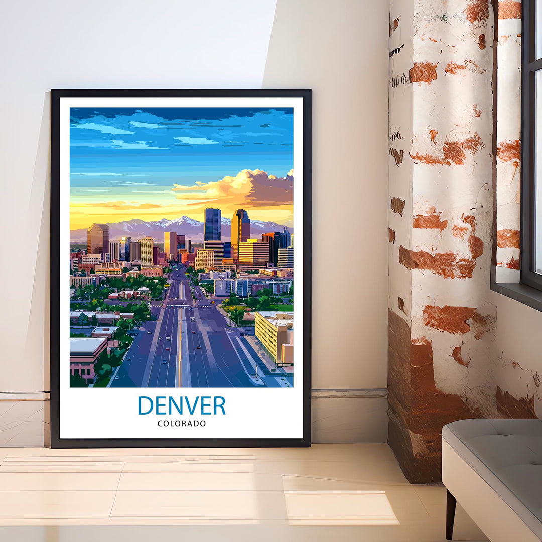 Denver Colorado Travel Print Wall Decor Wall Art Denver Skyline Wall Hanging Home Décor Mile High City Gift Art Lovers Urban Landscape Art