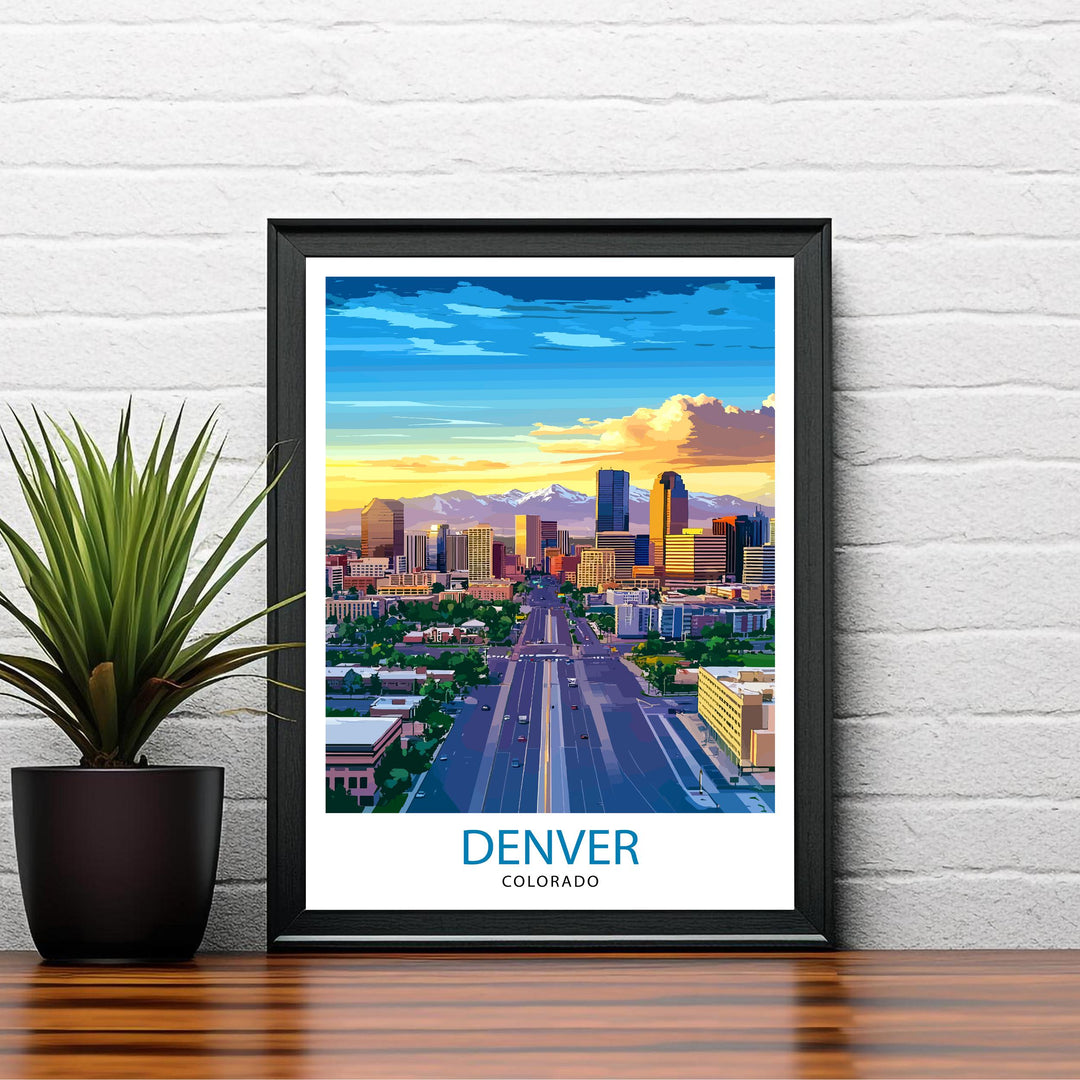 Denver Colorado Travel Print Wall Decor Wall Art Denver Skyline Wall Hanging Home Décor Mile High City Gift Art Lovers Urban Landscape Art