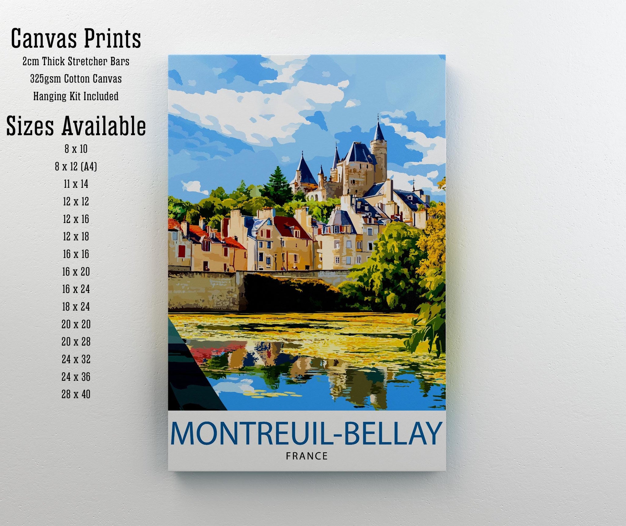 Montreuil-Bellay France Travel Print Wall Decor Wall Art Montreuil-Bellay Castle Landscape Wall Hanging Home Décor French Village Gift Art