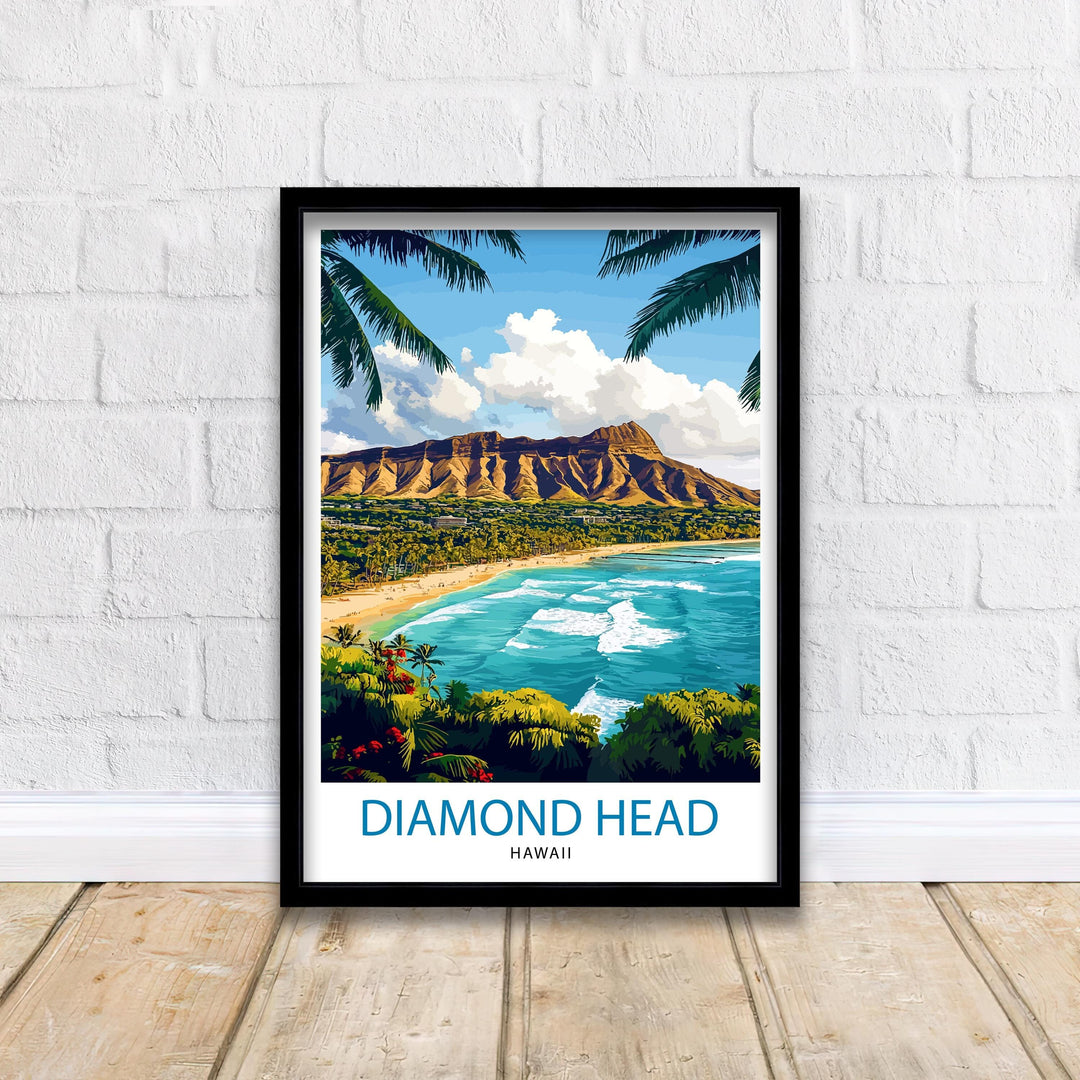 Diamond Head Hawaii Travel Print Wall Decor Wall Art Diamond Head Landscape Wall Hanging Home Décor Hawaiian Volcano Gift Art Lovers Scenic