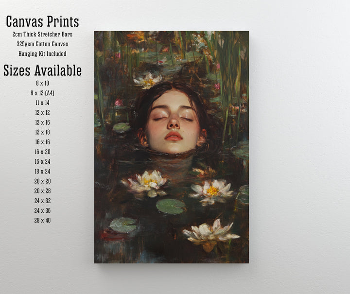 Ophelia Dark Academia Print Victorian Art Gothic Decor Antique Oil Painting Dark Academia Poster Rustic Vintage Wall Art