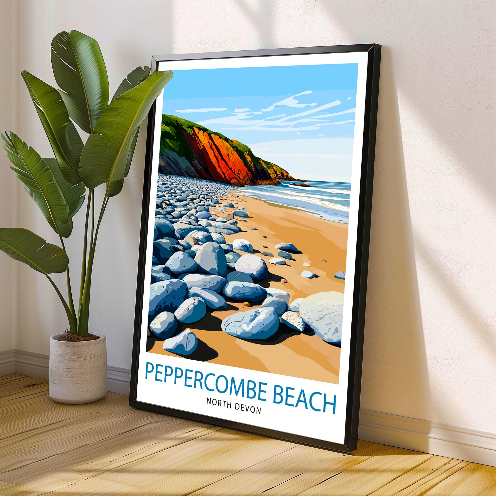 Peppercombe Beach Devon Travel Print Wall Decor Wall Art Devon Coastline Wall Hanging Home Décor Beach Scene Gift Art Lovers Scenic
