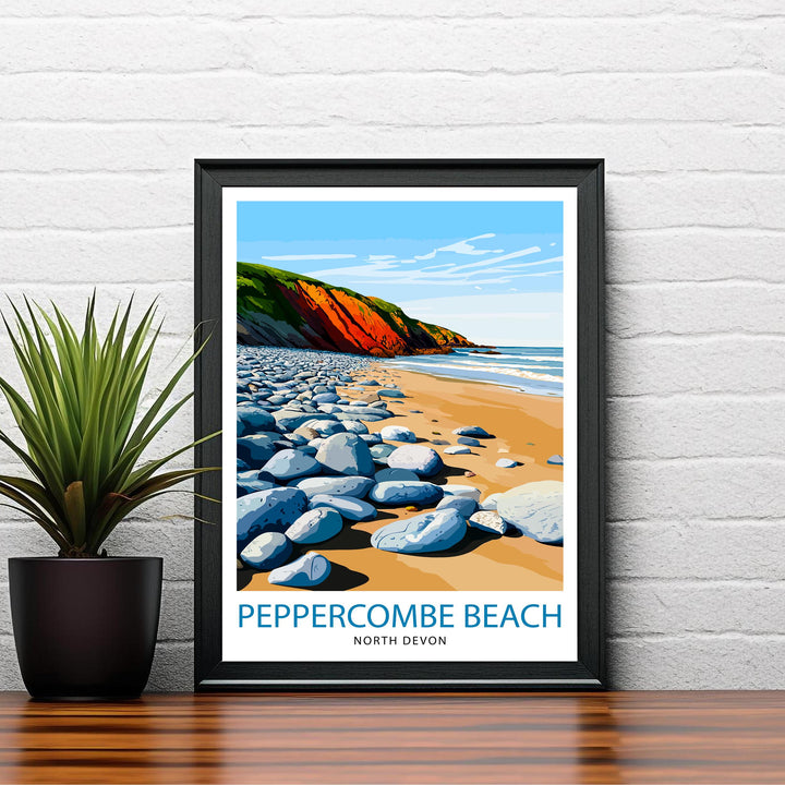 Peppercombe Beach Devon Travel Print Wall Decor Wall Art Devon Coastline Wall Hanging Home Décor Beach Scene Gift Art Lovers Scenic
