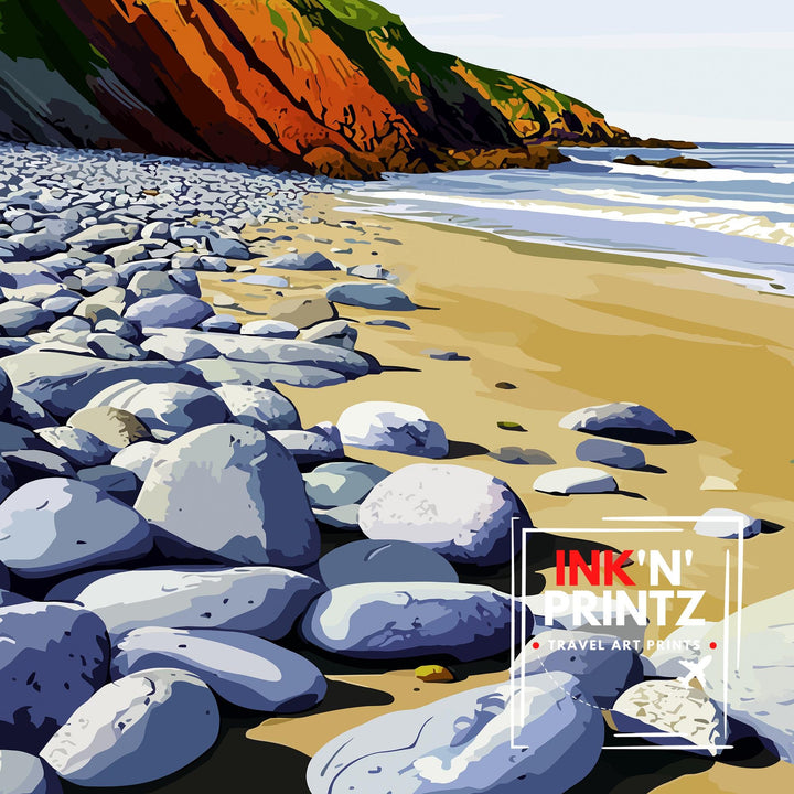Peppercombe Beach Devon Travel Print Wall Decor Wall Art Devon Coastline Wall Hanging Home Décor Beach Scene Gift Art Lovers Scenic