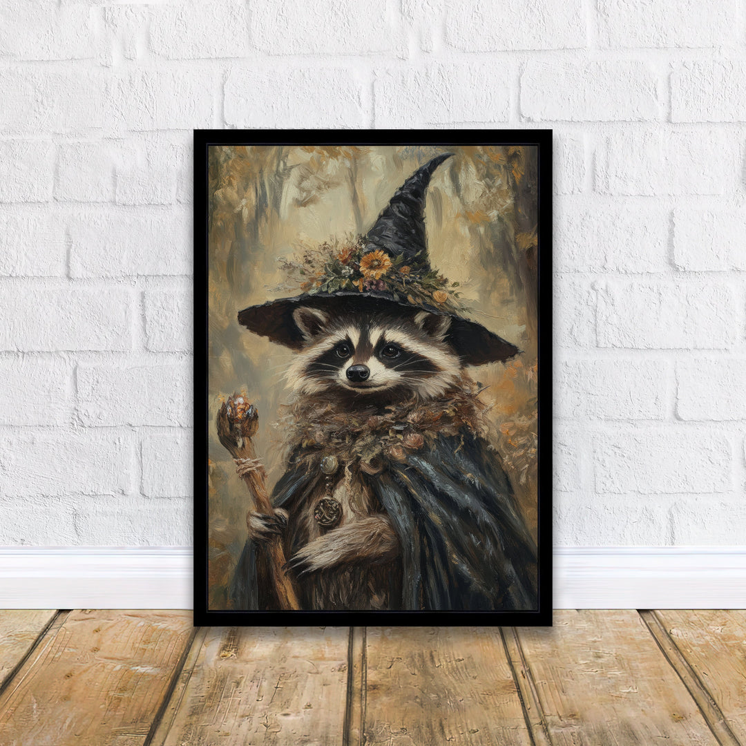 Raccoon Witch Poster Whimsical Animal Wall Art Fantasy Witchy Décor for Living Room Bedroom or Gallery Wall Cute Magical Raccoon Home Art