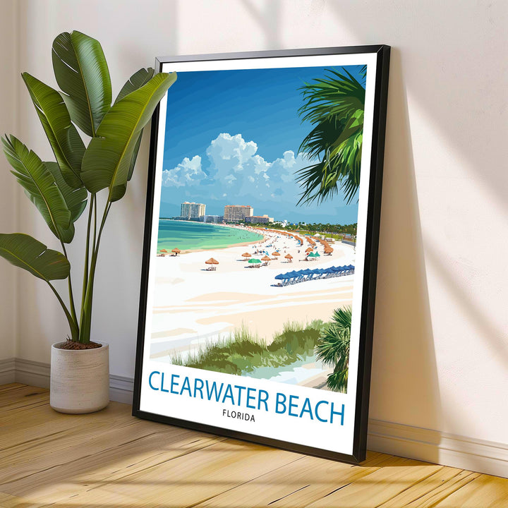 Clearwater Beach Florida Travel Print Wall Decor Wall Art Clearwater Landscape Wall Hanging Home Décor Coastal Gift Art Lovers Beach Print