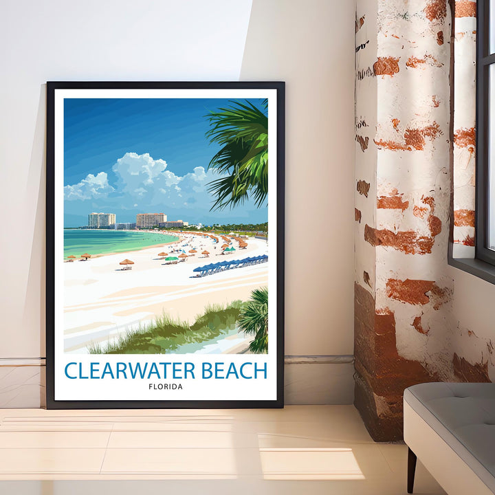 Clearwater Beach Florida Travel Print Wall Decor Wall Art Clearwater Landscape Wall Hanging Home Décor Coastal Gift Art Lovers Beach Print