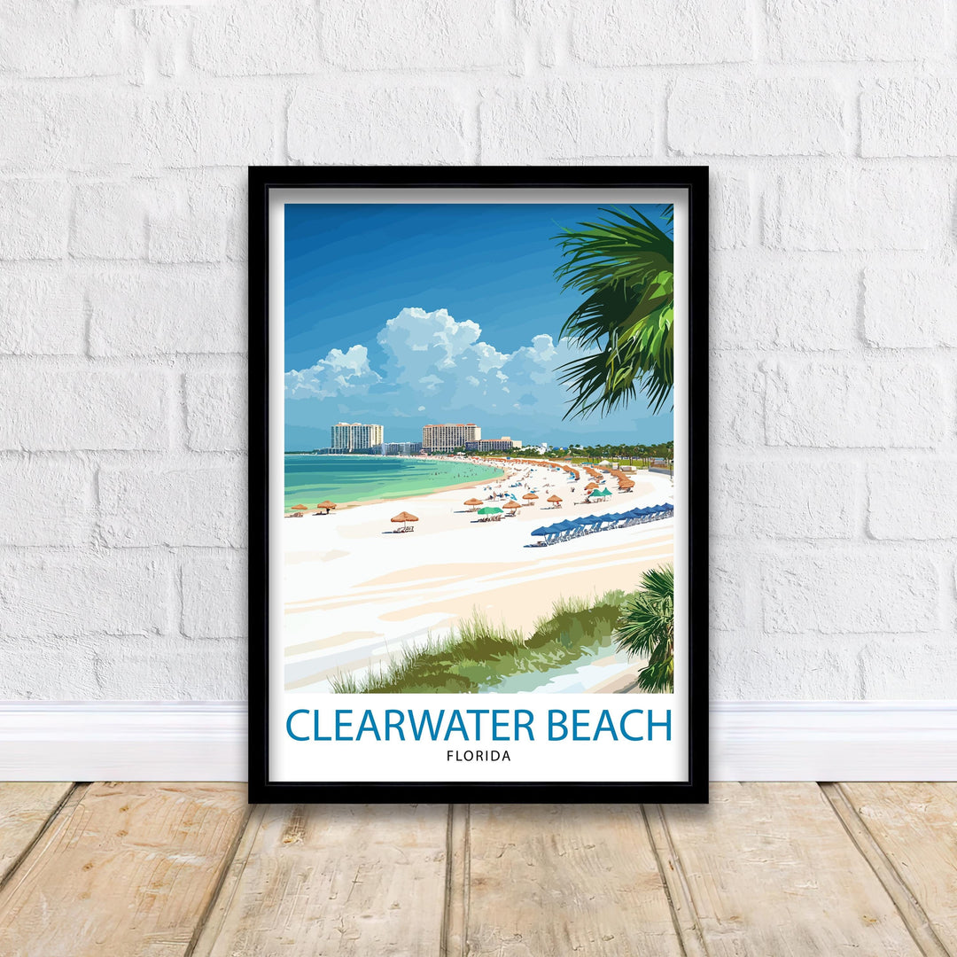 Clearwater Beach Florida Travel Print Wall Decor Wall Art Clearwater Landscape Wall Hanging Home Décor Coastal Gift Art Lovers Beach Print