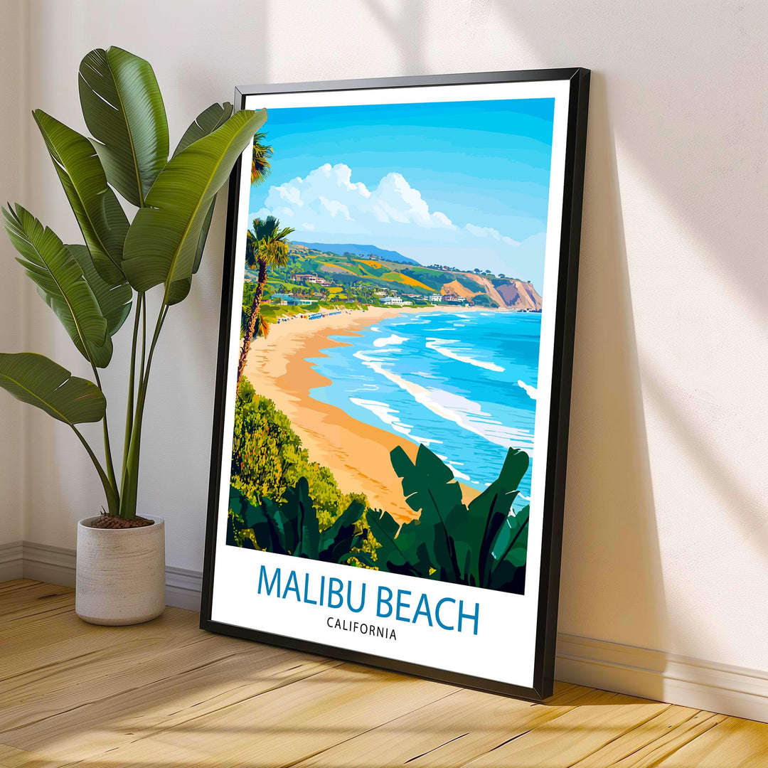 Malibu California Travel Print Wall Decor Wall Art Malibu Landscape Wall Hanging Home Décor Coastal Gift Art Lovers Beach Print