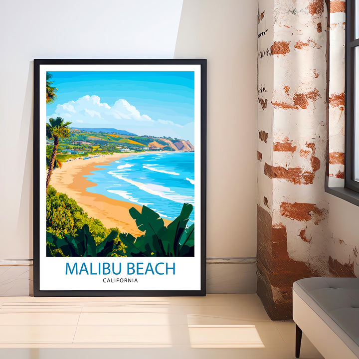 Malibu California Travel Print Wall Decor Wall Art Malibu Landscape Wall Hanging Home Décor Coastal Gift Art Lovers Beach Print