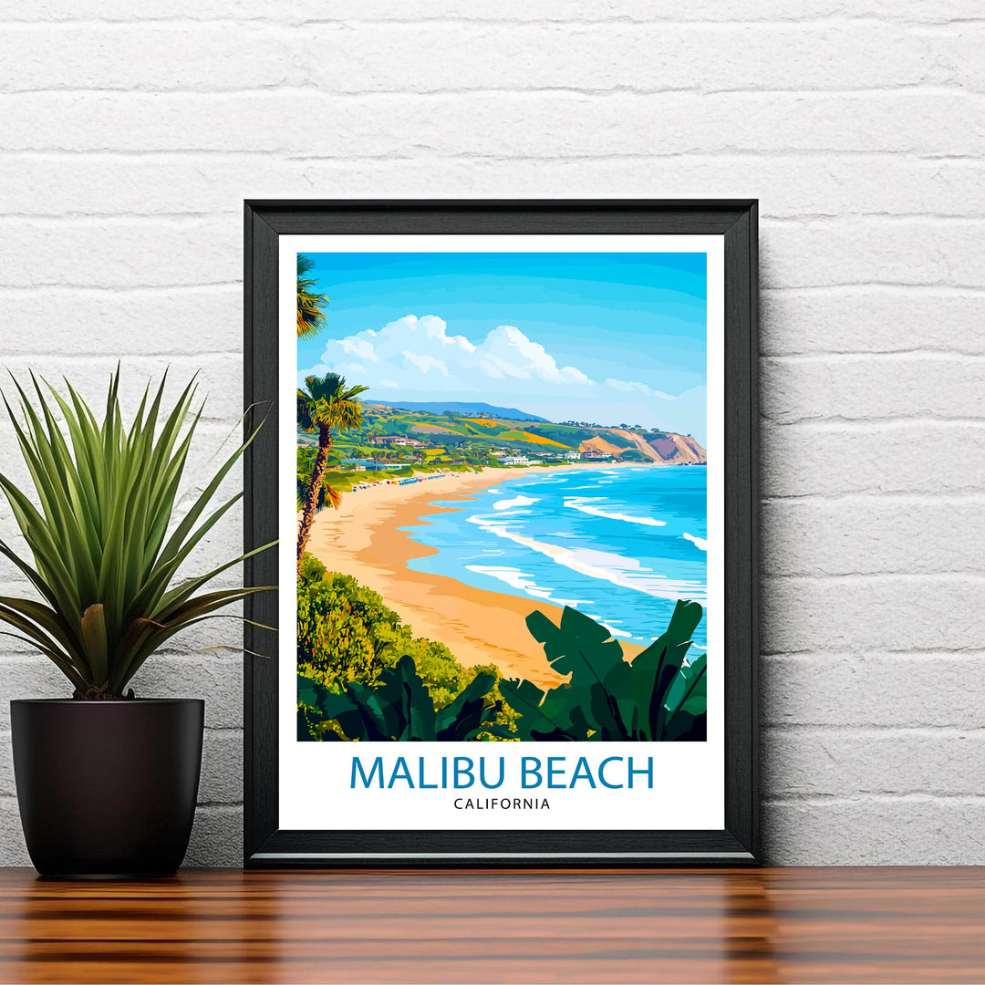 Malibu California Travel Print Wall Decor Wall Art Malibu Landscape Wall Hanging Home Décor Coastal Gift Art Lovers Beach Print