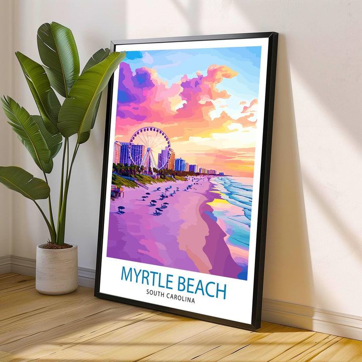 Myrtle Beach South Carolina Travel Print Wall Decor Wall Art Myrtle Beach Landscape Wall Hanging Home Décor Coastal Gift Art Lovers Beach