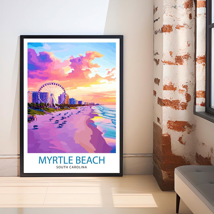 Myrtle Beach South Carolina Travel Print Wall Decor Wall Art Myrtle Beach Landscape Wall Hanging Home Décor Coastal Gift Art Lovers Beach