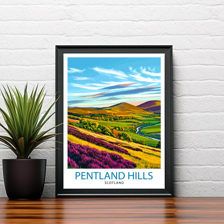 Pentland Hills Scotland Travel Poster