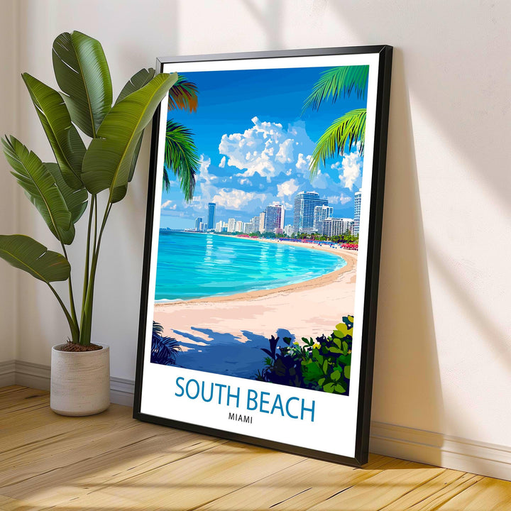 South Beach Florida Travel Print Wall Decor Wall Art South Beach Landscape Wall Hanging Home Décor Coastal Gift Art Lovers Beach Print