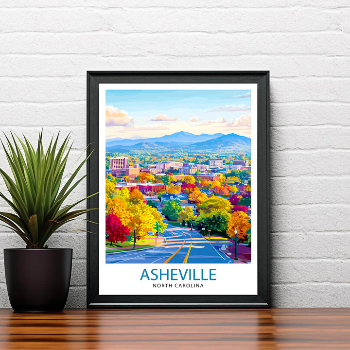 Asheville North Carolina Travel Print Wall Decor Wall Art Asheville Skyline Wall Hanging Home Décor Appalachian Gift Art Lovers Scenic Print