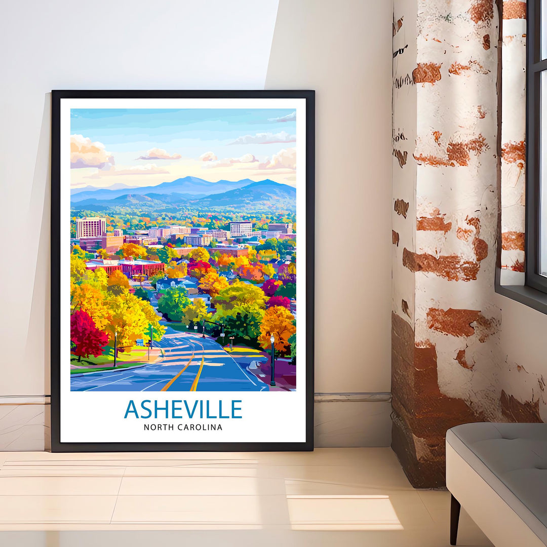 Asheville North Carolina Travel Print Wall Decor Wall Art Asheville Skyline Wall Hanging Home Décor Appalachian Gift Art Lovers Scenic Print