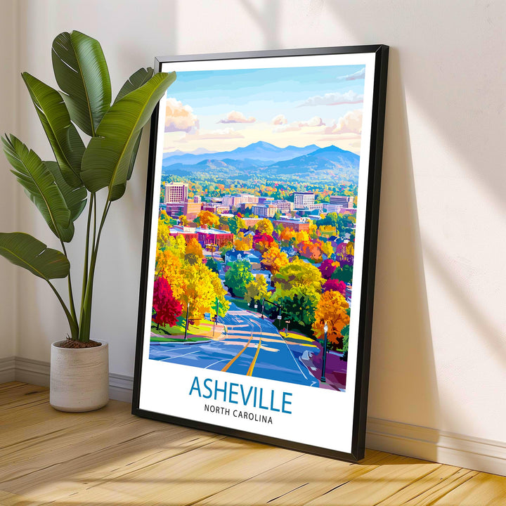 Asheville North Carolina Travel Print Wall Decor Wall Art Asheville Skyline Wall Hanging Home Décor Appalachian Gift Art Lovers Scenic Print