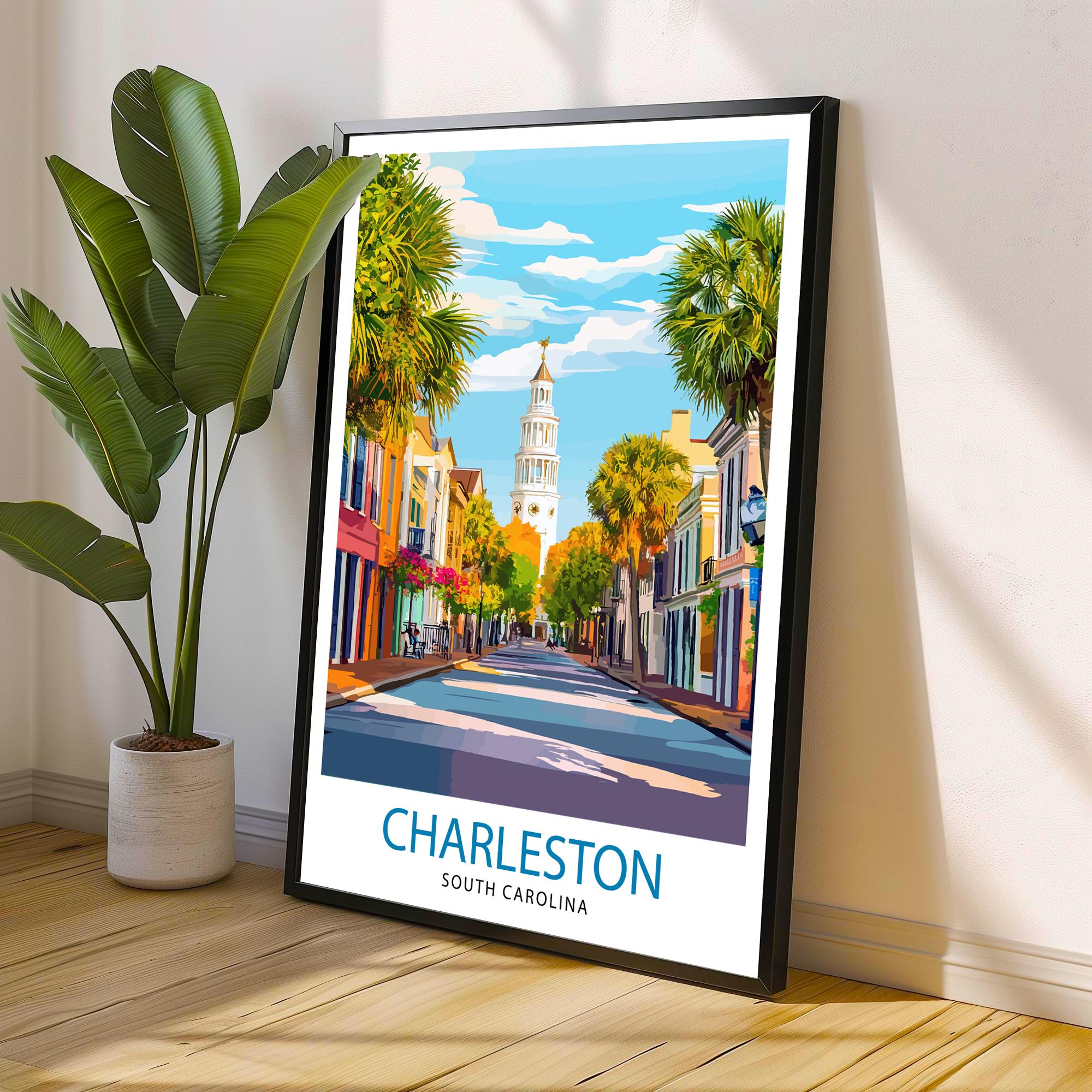 Charleston South Carolina Travel Print Wall Decor Wall Art Charleston Skyline Wall Hanging Home Décor Southern Charm Gift Art Lovers