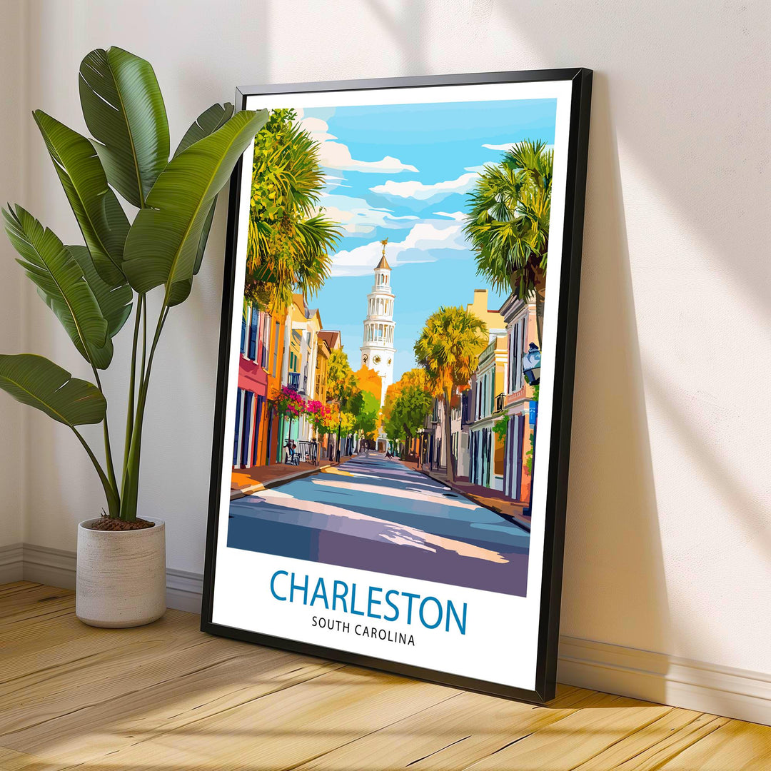 Charleston South Carolina Travel Print Wall Decor Wall Art Charleston Skyline Wall Hanging Home Décor Southern Charm Gift Art Lovers