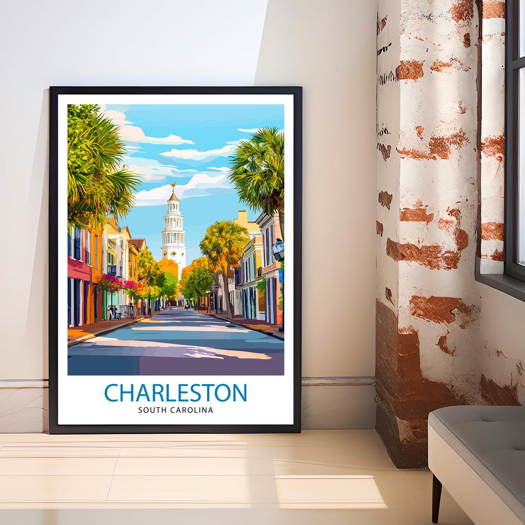 Charleston South Carolina Travel Print Wall Decor Wall Art Charleston Skyline Wall Hanging Home Décor Southern Charm Gift Art Lovers