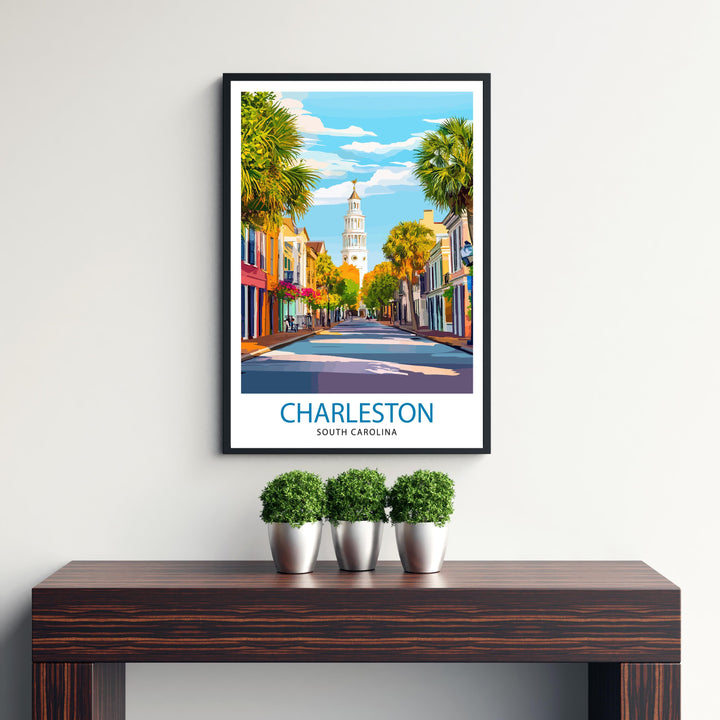 Charleston South Carolina Travel Print Wall Decor Wall Art Charleston Skyline Wall Hanging Home Décor Southern Charm Gift Art Lovers