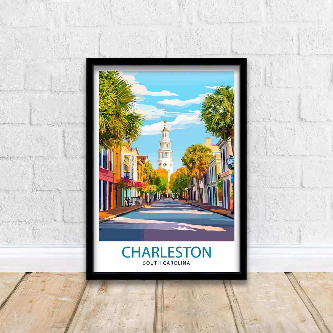 Charleston South Carolina Travel Print Wall Decor Wall Art Charleston Skyline Wall Hanging Home Décor Southern Charm Gift Art Lovers