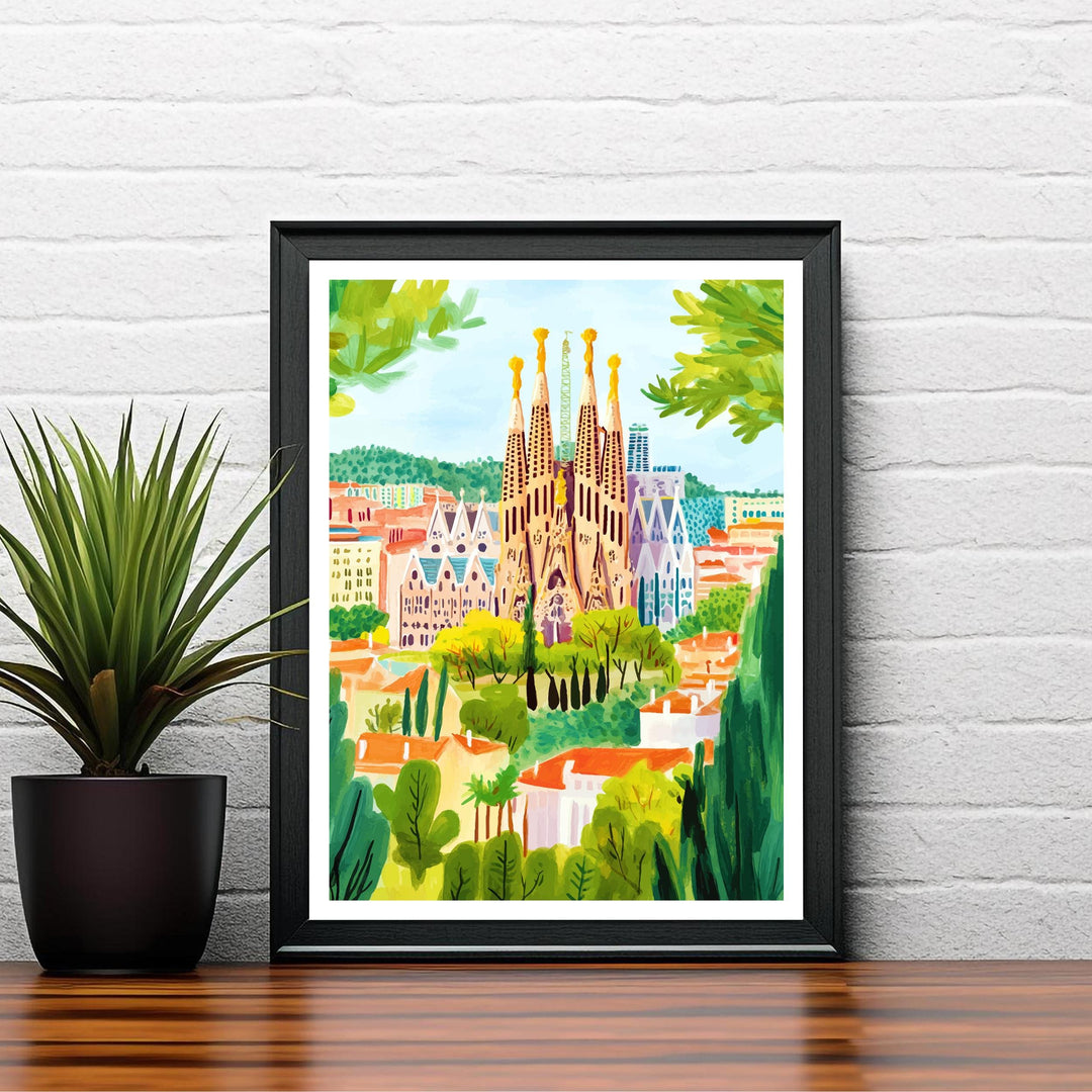 Barcelona Spain Travel Print Wall Decor Wall Art Barcelona Landscape Wall Hanging Home Décor Catalonia Gift Art Lovers Architectural Print