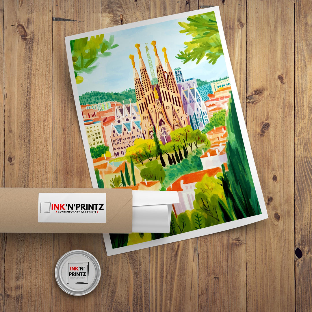 Barcelona Spain Travel Print Wall Decor Wall Art Barcelona Landscape Wall Hanging Home Décor Catalonia Gift Art Lovers Architectural Print