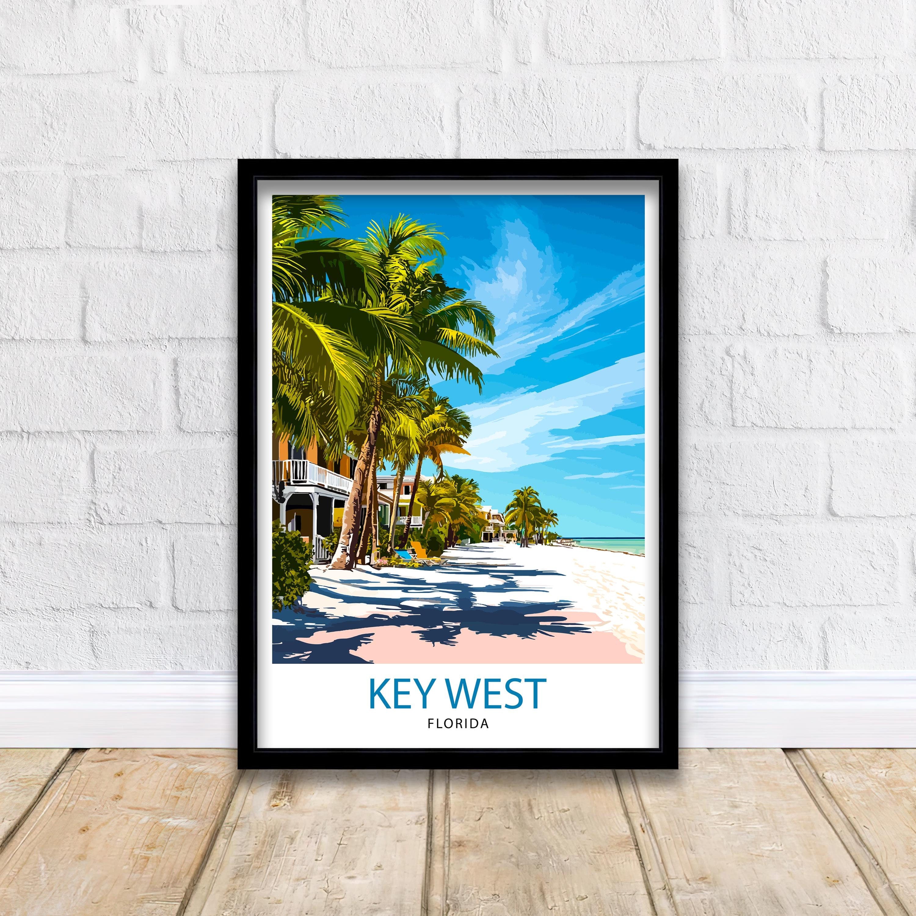 Key West Florida Travel Print Wall Decor Wall Art Key West Landscape Wall Hanging Home Décor Tropical Paradise Gift Art Lovers Coastal Print