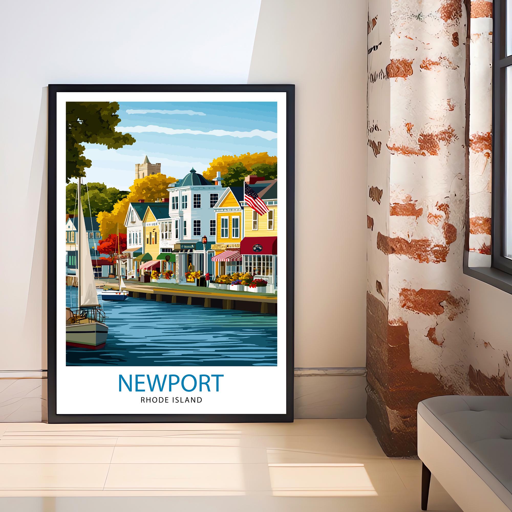 Newport Rhode Island Travel Print Wall Decor Wall Art Newport Landscape Wall Hanging Home Décor Coastal Gift Art Lovers Historic Print