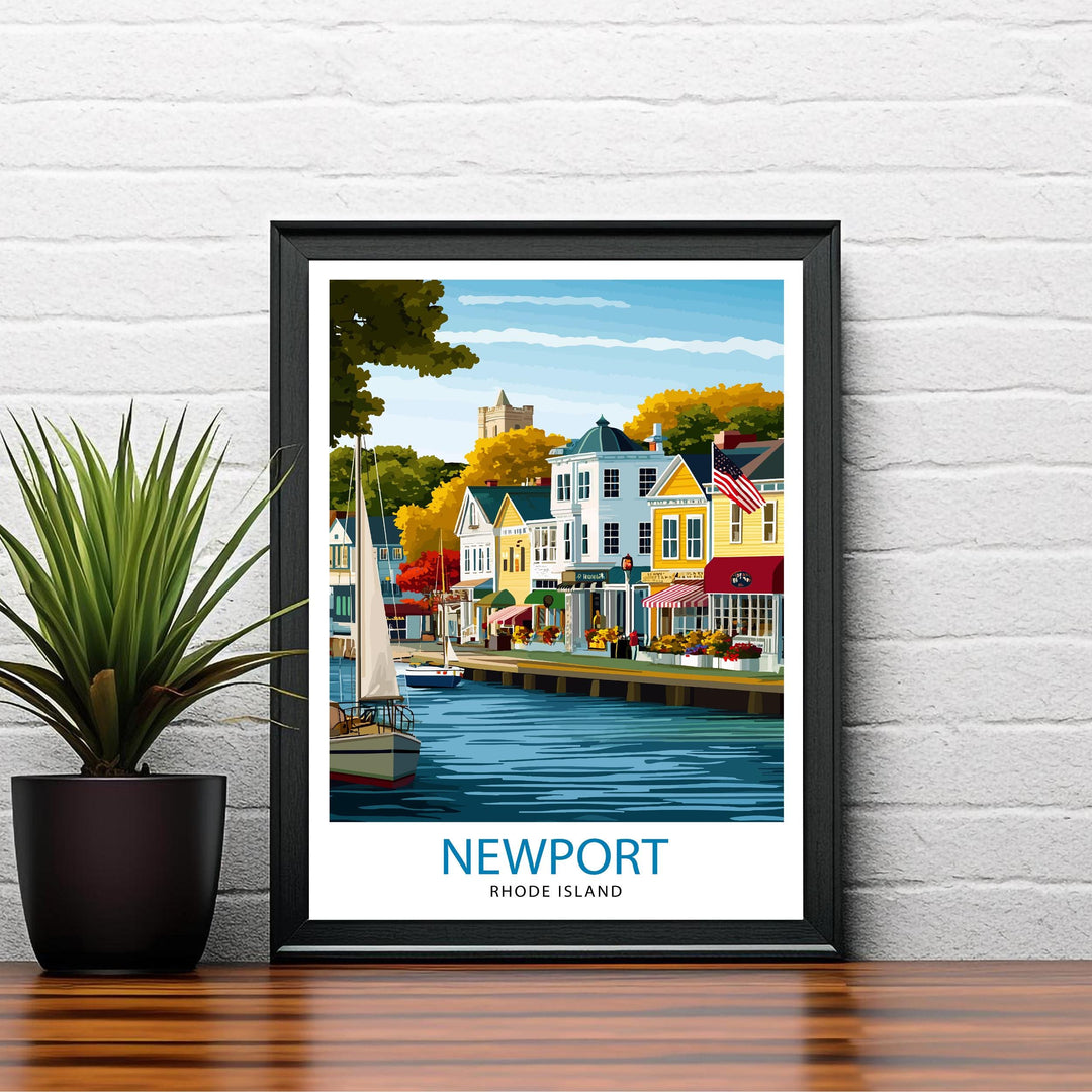 Newport Rhode Island Travel Print Wall Decor Wall Art Newport Landscape Wall Hanging Home Décor Coastal Gift Art Lovers Historic Print