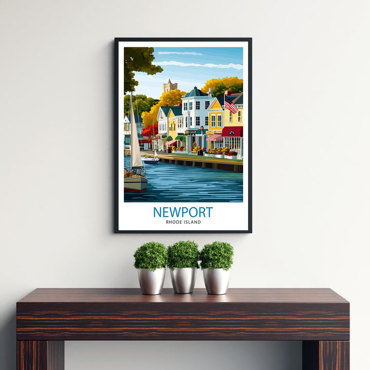 Newport Rhode Island Travel Print Wall Decor Wall Art Newport Landscape Wall Hanging Home Décor Coastal Gift Art Lovers Historic Print