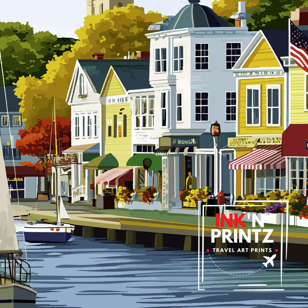 Newport Rhode Island Travel Print Wall Decor Wall Art Newport Landscape Wall Hanging Home Décor Coastal Gift Art Lovers Historic Print