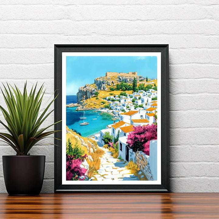 Lindos Greece Travel Poster